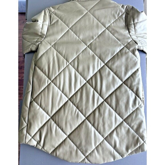 Calvin Klein Women's Jacket Faux Leather Quilted Coat Olive Green size S - Picture 6 of 7